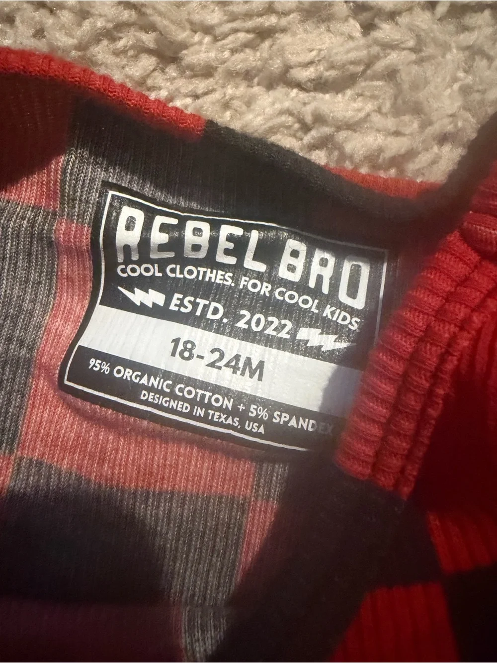 Toddler Kids Red and Black Check Set by rebel bro  18-24 month